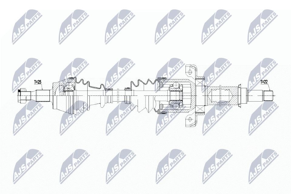 NTY Drive Shaft NPW-ME-108 For Mercedes-Benz Right Front 977 mm