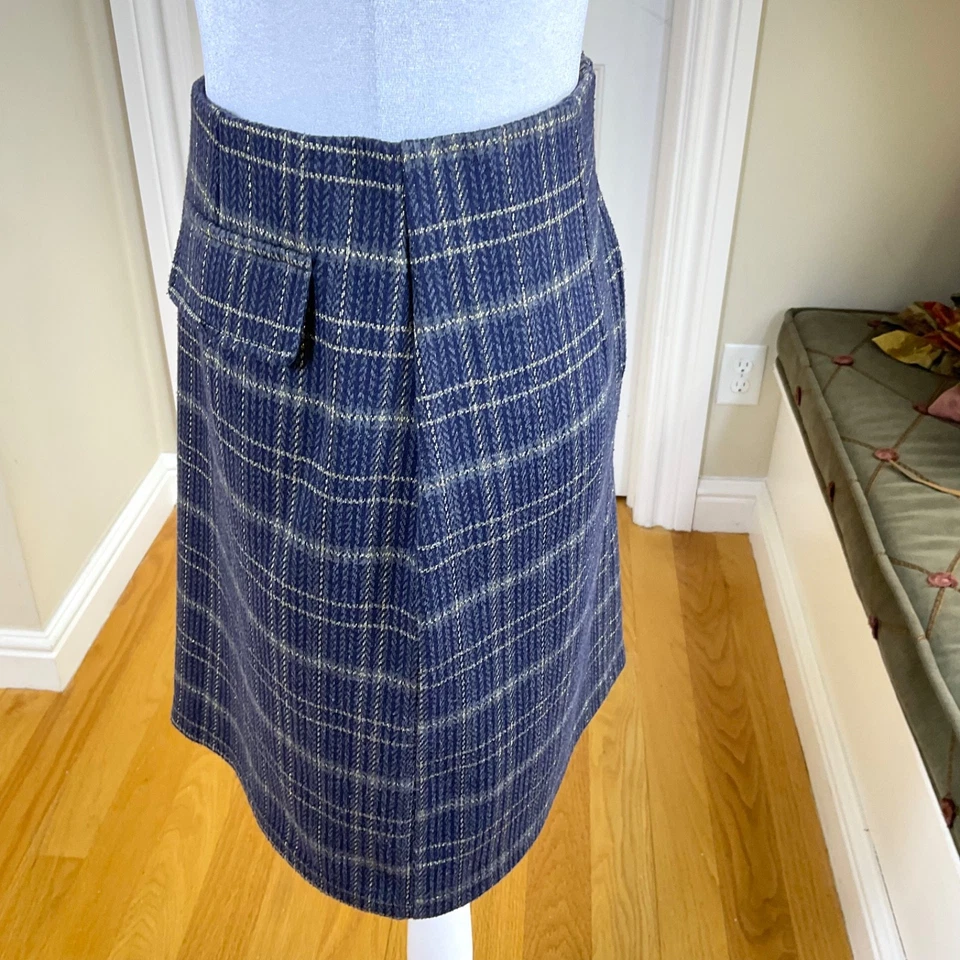ModCloth Skirt Pencil Plaid Blue Metallic (S) - Image 2 of 4