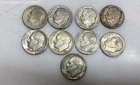 (F) Nine 1950s US Silver FDR Dimes
