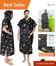 Camo Black Surf Poncho Changing Robe - Quick Dry Microfiber for Men Women