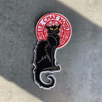 Le Chat Noir PatchAufnäher Bügelbild Schwarze Katze Steinlen Retro Vintage Kunst