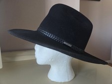 Vintage Sheplers Cowboy Hat 7 3/8 Black 100% Wool Made in USA Western