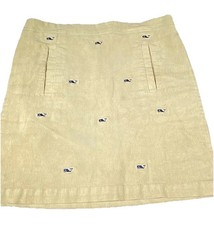 Vineyard Vines Corduroy Skirt Size 14 Tan Brown Lined Pockets Elastic Waist