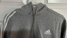 adidas Originals 3 Stripe Fleece Hoodie Gray Medium Size