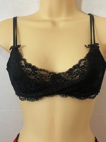 Vtg AGENT PROVOCATEUR Margot Bra Black Floral Lace 34B Criss Cross Lined