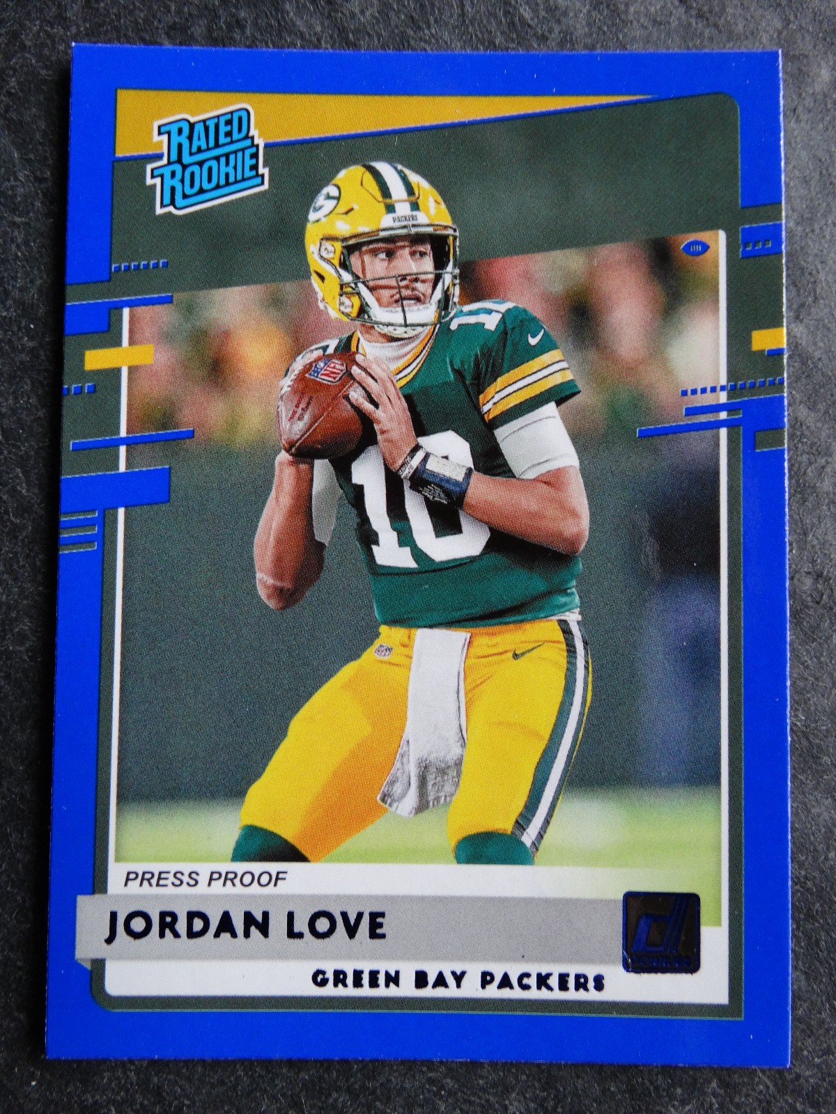 2020 Panini Donruss Press Proof #304 Jordan Love RC Packers Rookie Blue Card