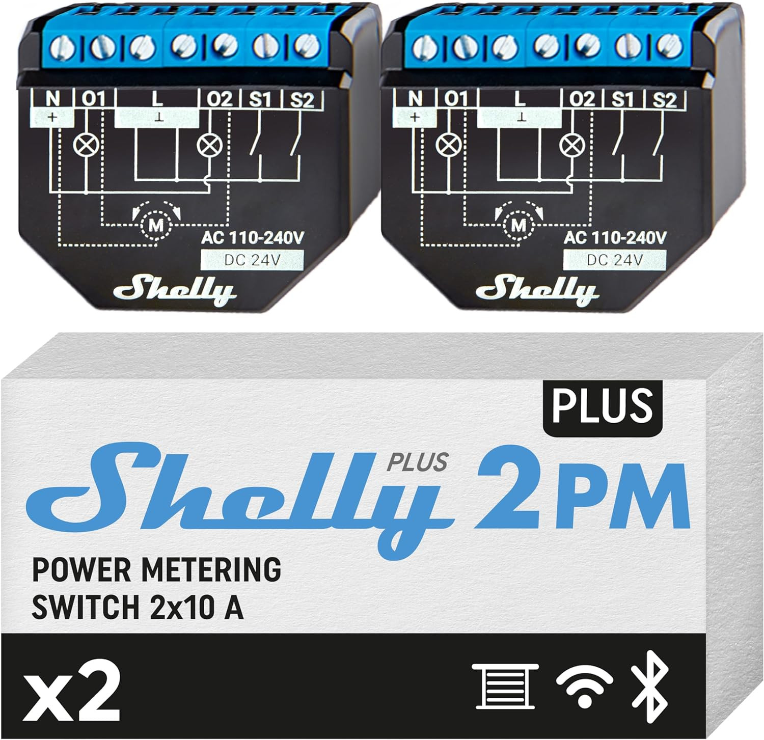 Shelly Plus 2PM Monitoraggio Energia e Controllo Tapparelle WiFi