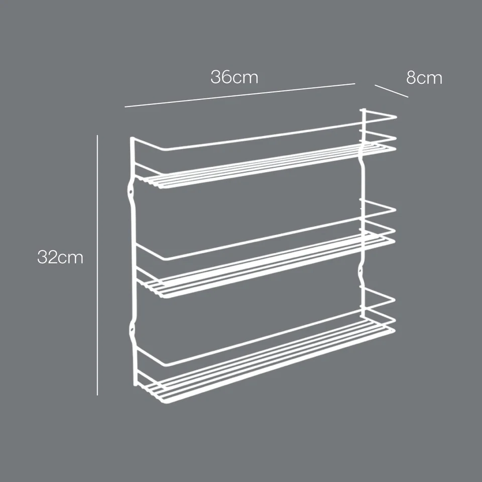 Pepito 3-Tier Spice Rack – Wall-mounted Kitchen Storage Shelf for Seasonings ... - Photo 4/4