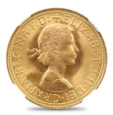 1966 Sovereign, Elizabeth, H ,Del ,Gratia,Regina,St. George , NGC MS 65 Sov