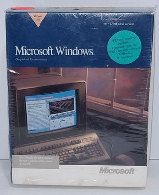 New Sealed Microsoft Windows 3.0 For DOS Systems, 3.5'' (720K) Disk Version, 1990