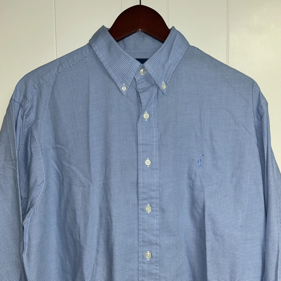 Camisa Ralph Lauren Yarmouth 100 % algodón con botones azul talla 16 32/33 Foto 3 de 4