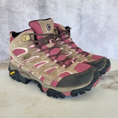 Merrell Moab 2 Mid Waterproof Hiking Boots Women's Size 8 Boulder/Blush