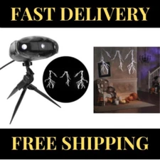 LED Thunderbolt Projection Halloween Spotlight w/ Sound Haunted House Yard Decor