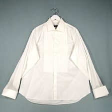 Canali Tuxedo Shirt Mens 17 1/2 White Pleated Bib Italian French Cuff Formal