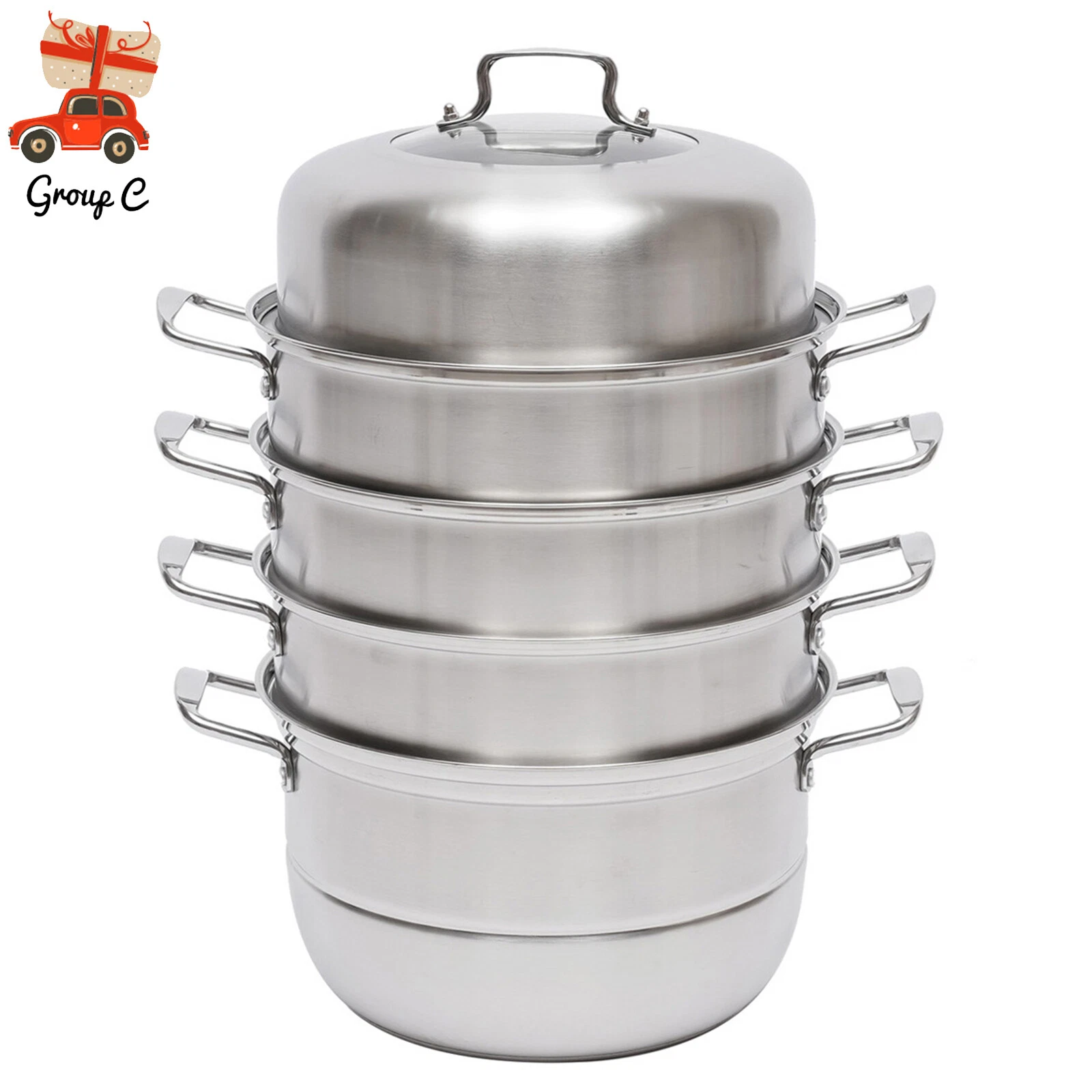 Stainless Steel 5 Tier Pot Steaming Food Steamer Cooking Cooker Cookware Large