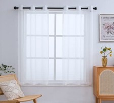 White Sheer Curtains 63 Inch Length with Grommet W42XL63 Optical White