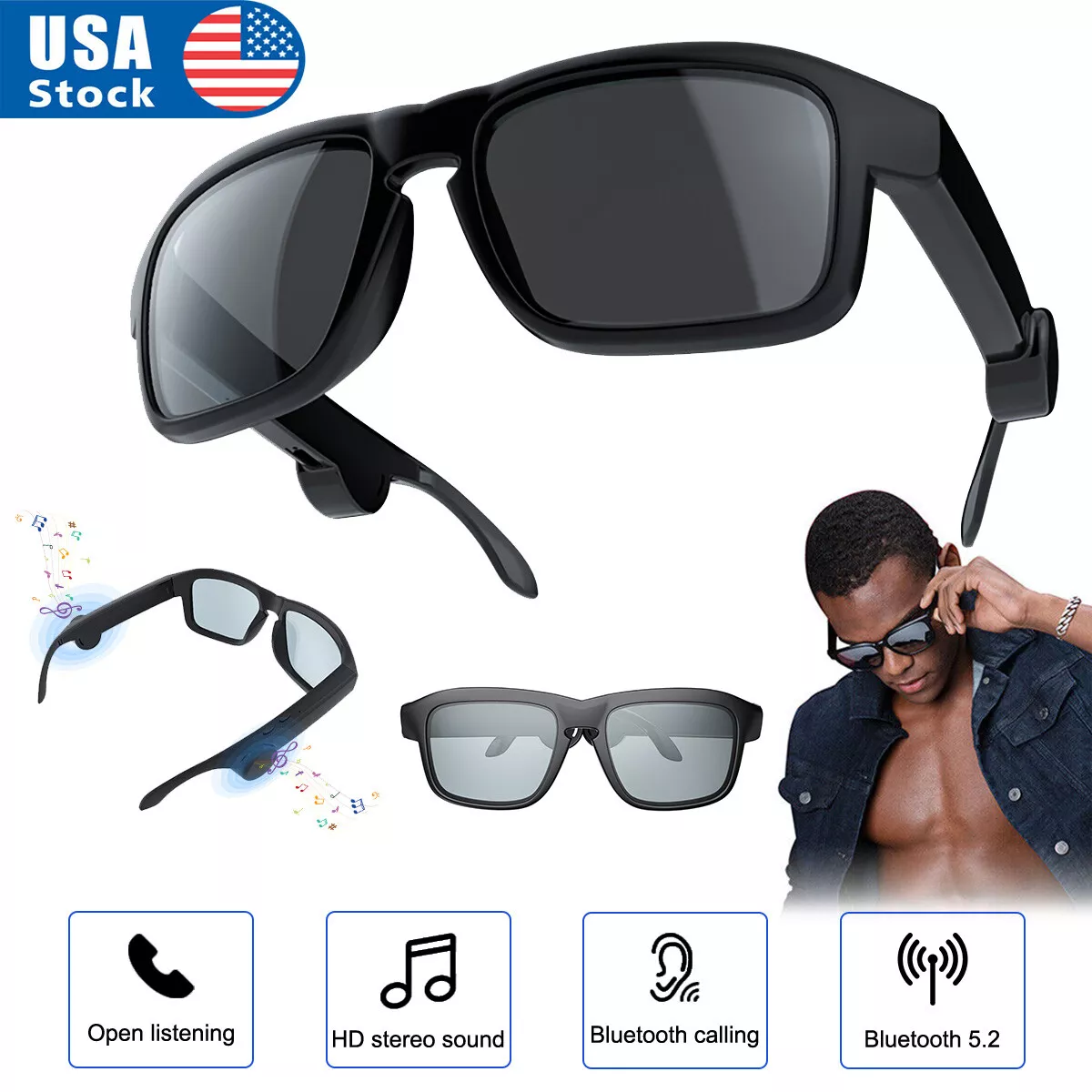 Bluetooth glasses store headphones
