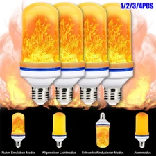 1~4 Pack E26 E27 LED Flame Effect Fire Bulb Flickering Atmosphere Light 4 Modes