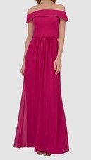 Adrianna Papell Women's Purple Off The Shoulder Chiffon Dress Size 8