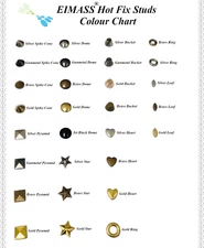 100 x Hot Fix / Glue on EIMASS® Copper Studs for Bags Shoes Phones Costume Craft