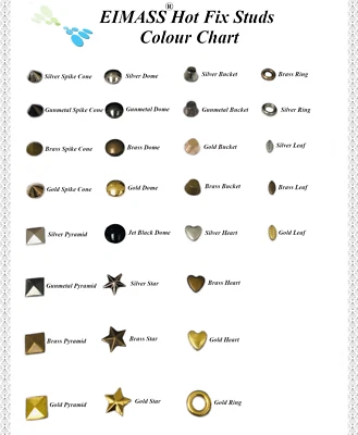 100 x Hot Fix/Kleben auf EIMASS® Kupfer Nieten für Taschen Schuhe Handys Kostüm Handwerk