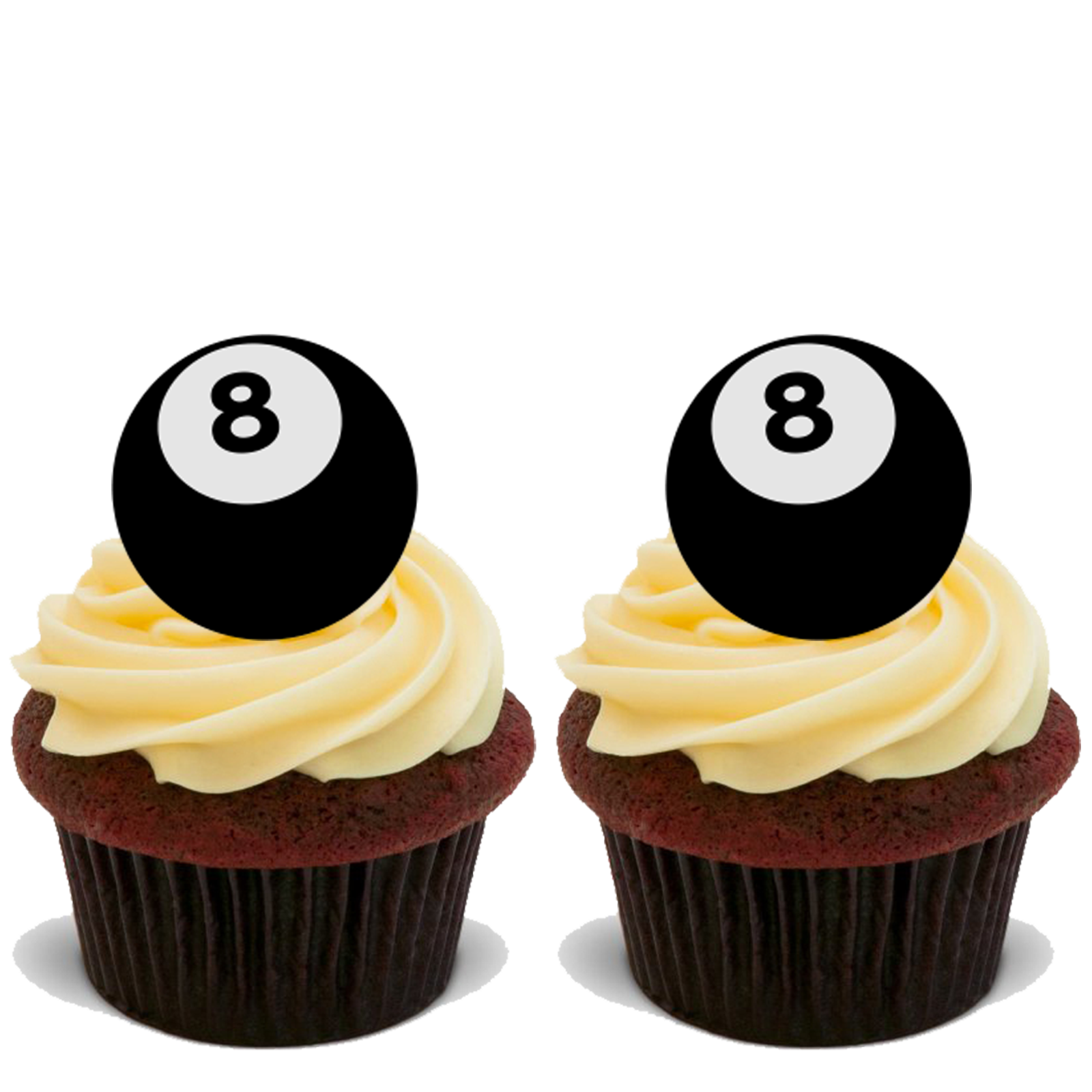 30 x 8 BALL POOL STAND UP Edible RICE Wafer Card Cake Toppers EIGHT Snooker D1