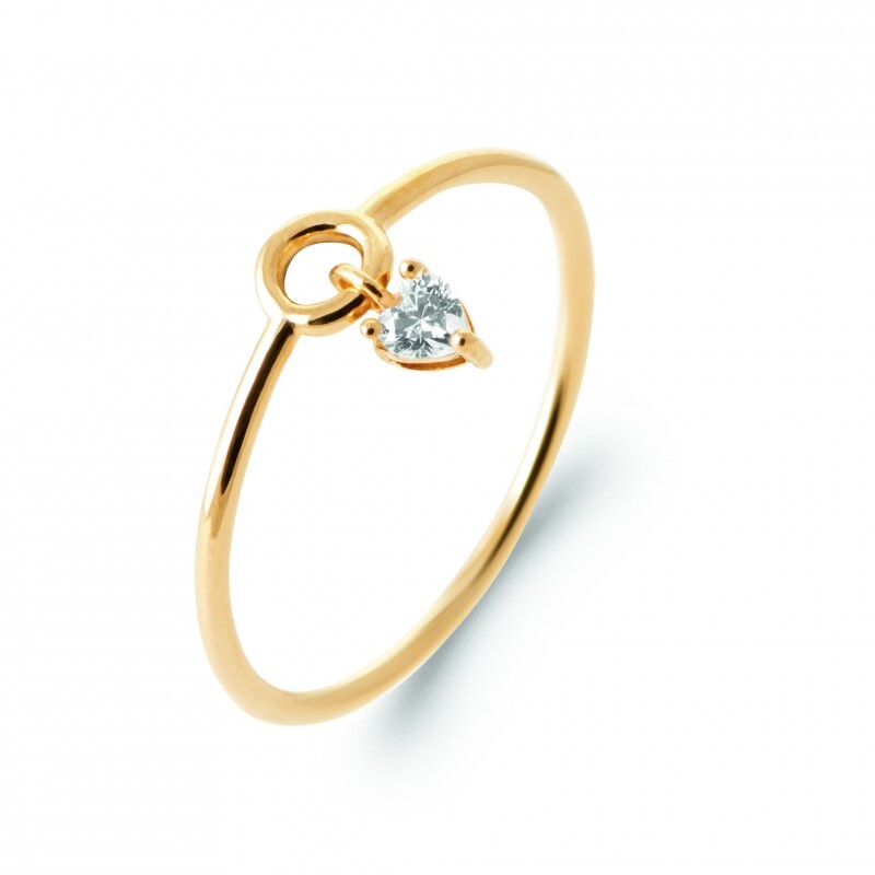 Bague pampille coeur en plaqué or 750/000 : cadeau d'anniversaire