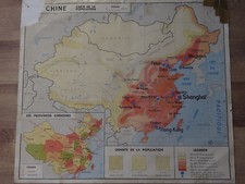 Carte Affiche Scolaire L'URSS et la Chine la Population  M.D.I