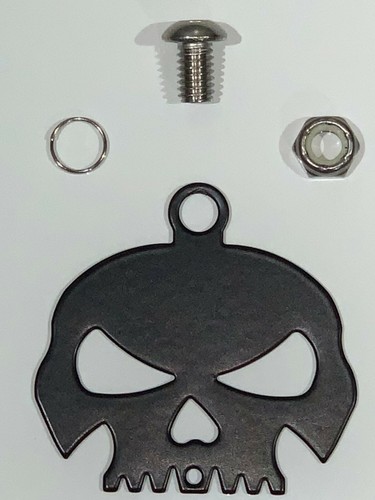 Cintre / support cloche crâne noir mat pour moto Harley boulon et bague inclus - Photo 2/3