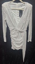 Women’s Fashion Nova Center Stage Women’s Sequin Mini Dress White Silver Medium