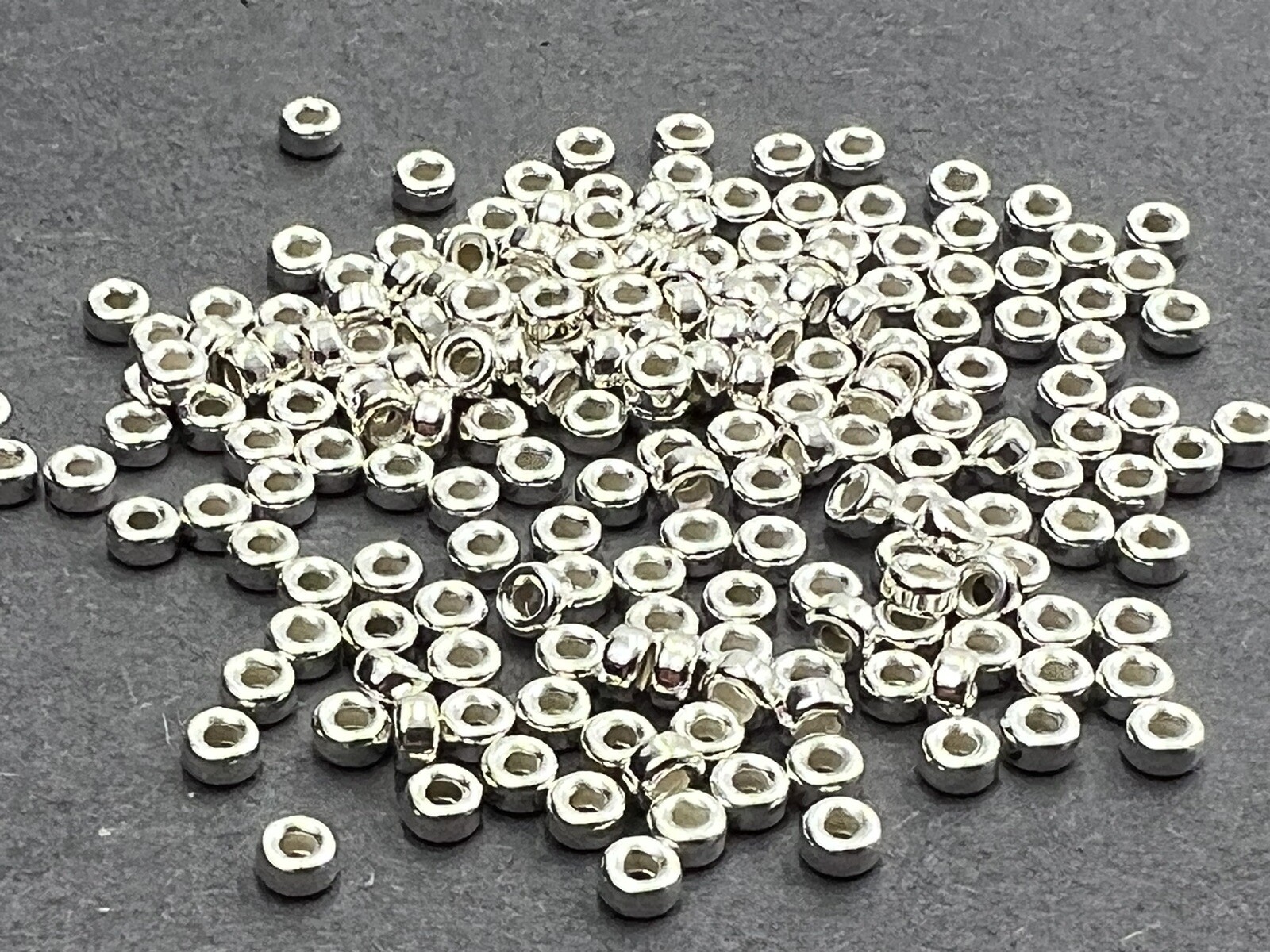 Sterling Silver 925 Rondelle Spacers Beads 3mm with hole 1mm