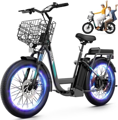 20'' Fat Tire Electric Scooter with Seat & Basket Peak 1200W Commuter E Scooter