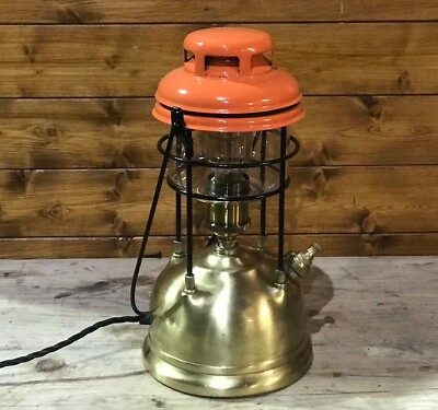 50er Jahre Vintage Tilley Guardsman elektrischer Umbau Edison Lampe orange Haube