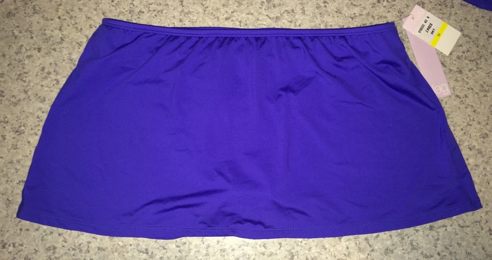 JAG Incanto Solids Sapphire Blue Black Trim 2 pc Swim Skirt Set NEW Womens S M - Image 4 of 4