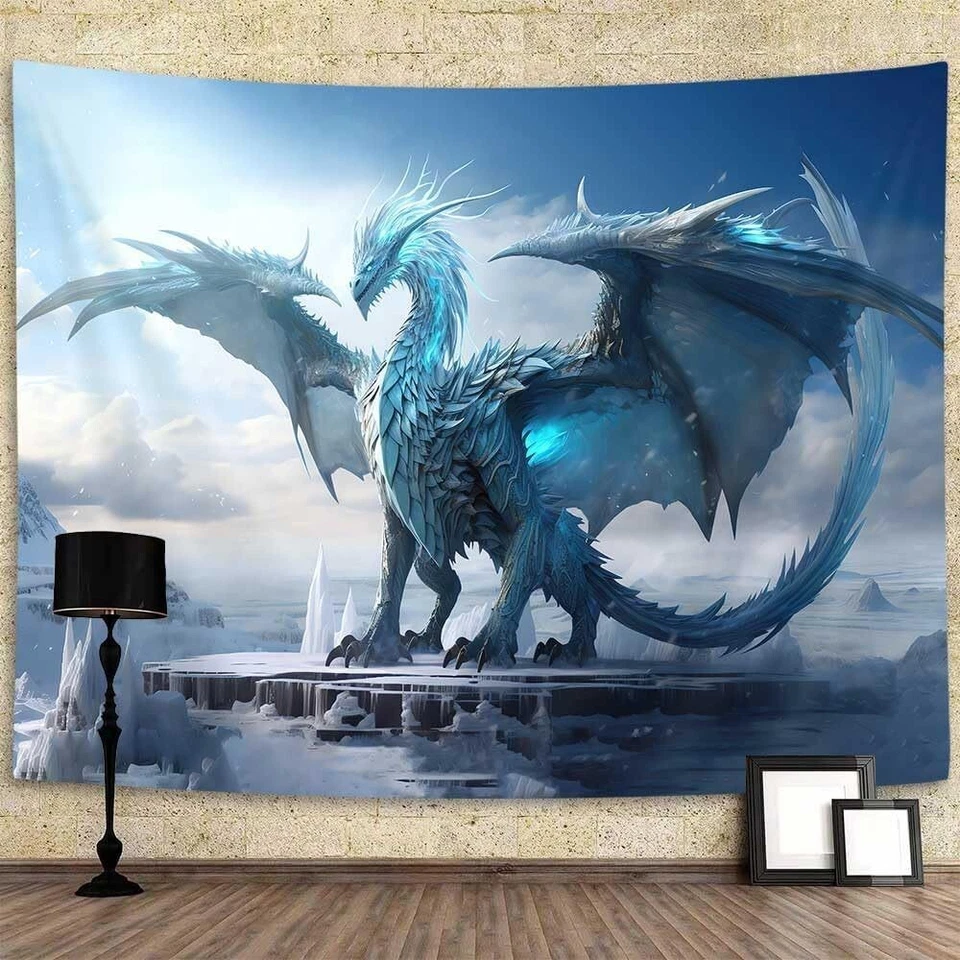 Tapiz extra grande dragón azul para colgar en la pared arte tela fondo pancarta Foto 4 de 4