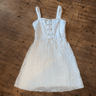 Aeropostale white eyelet lace up front pirate boho XS sundress | eBay
