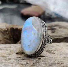 Designer Moonstone Ring 925 Silver Handmade Statement Ring All Size R235