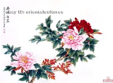 Chinese 100% real natural silk thread,su hand embroidery kits:peony flower 10.5"
