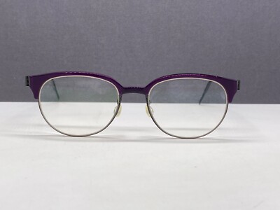 Lindberg Brille Damen Rund lila grau panto klein Titan 9803 46 17