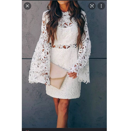New Endless Rose White Cut Out Lace Mini Body Con Long Sleeve Dress XS eBay