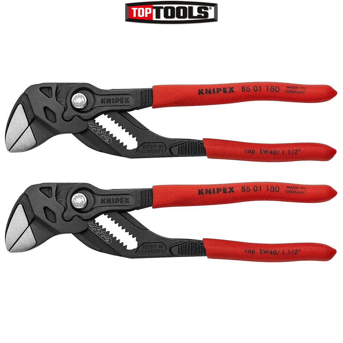 Knipex 86 01 180 Pliers Wrench Plastic Coated Grey Atramentized 180 mm Pack of 2