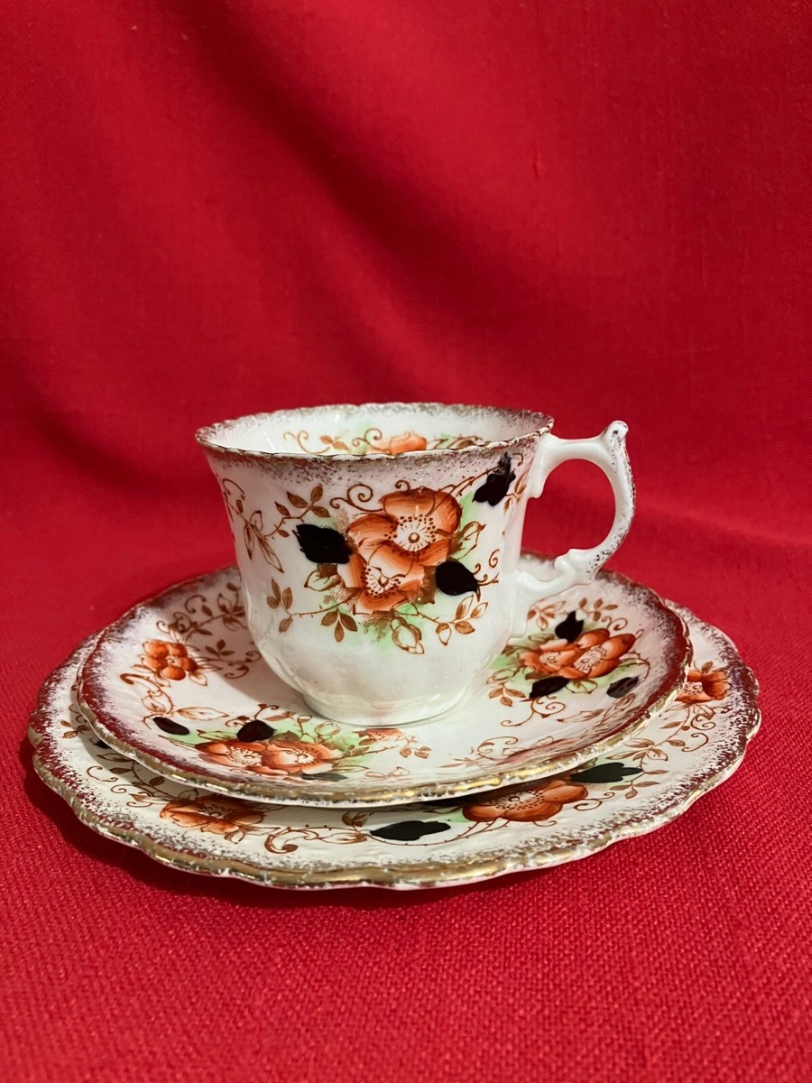c 1921 Melba China hand painted tea trio #1 Imari floral pattern