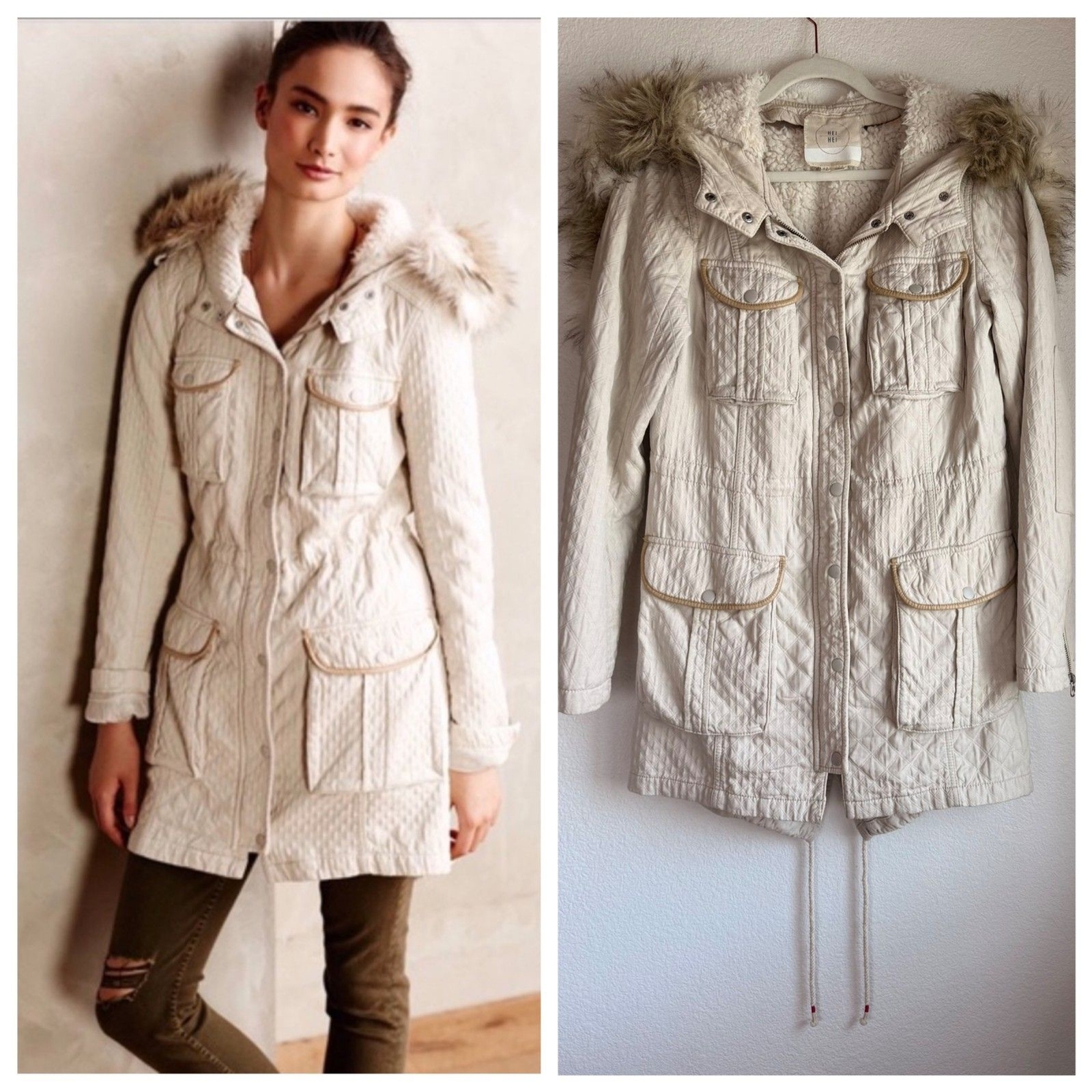 Anthropologie Hei Hei Lunan Hooded Anorak with Removable Sherpa Lining