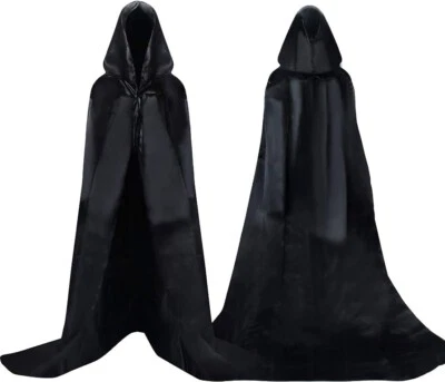 Cape à Capuchon Noire Halloween - Déguisement Adulte - Costume Carnaval/Noël - Photo 1/2