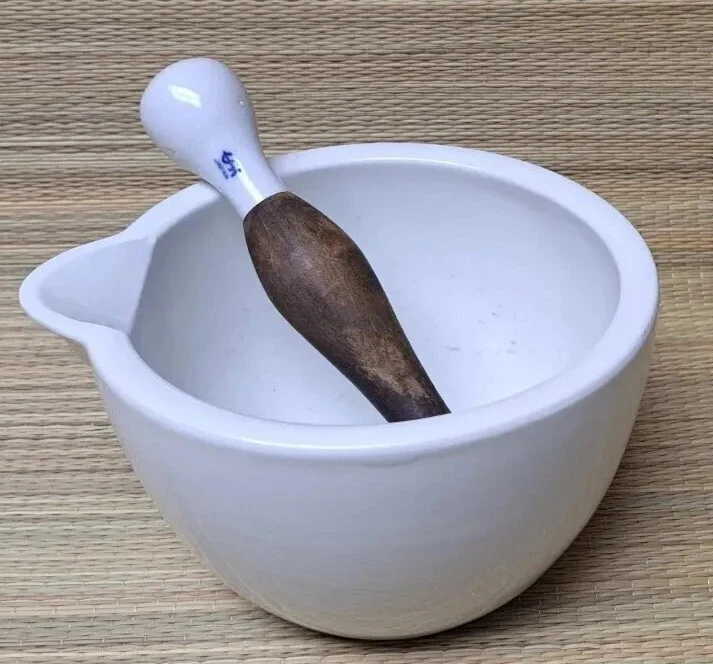 Antique Porcelain Mortar & Pestle Markers Mark Real Nice