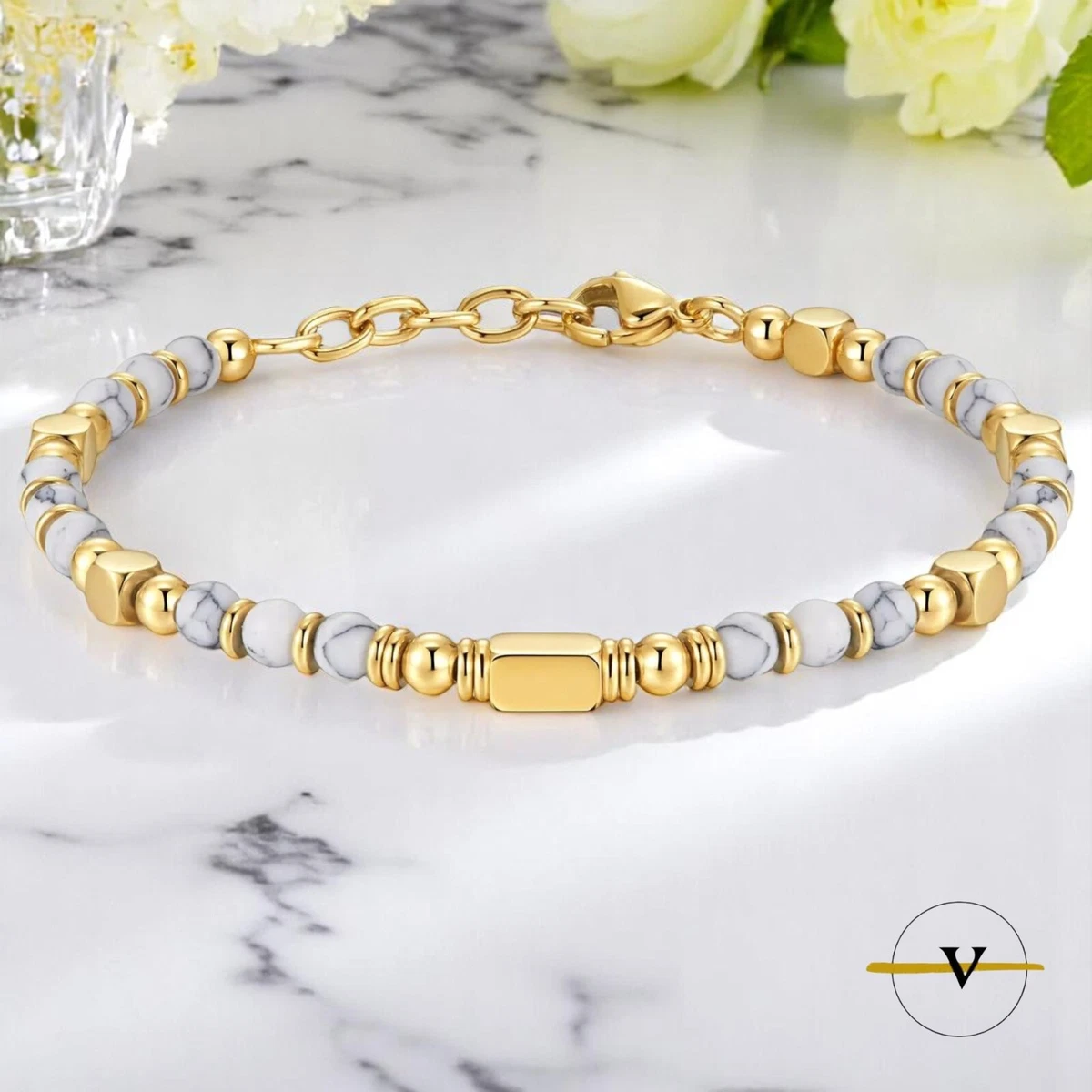 Bracciale Donna Chic In Acciaio Inox Colore Oro – Bracciale A Fascetta Con Numeri Romani