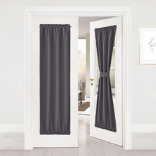 Thermal Insulated Grey Door Curtain Panel - 25x72 Inches, Blackout Privacy