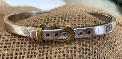 VINTAGE MEXICAN STERLING & BRASS BELT BUCKLE BANGLE BRACELET | eBay