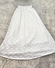 Boho Hippie Crochet Maxi Skirt White Pull On Festival Western Lined Magic S
