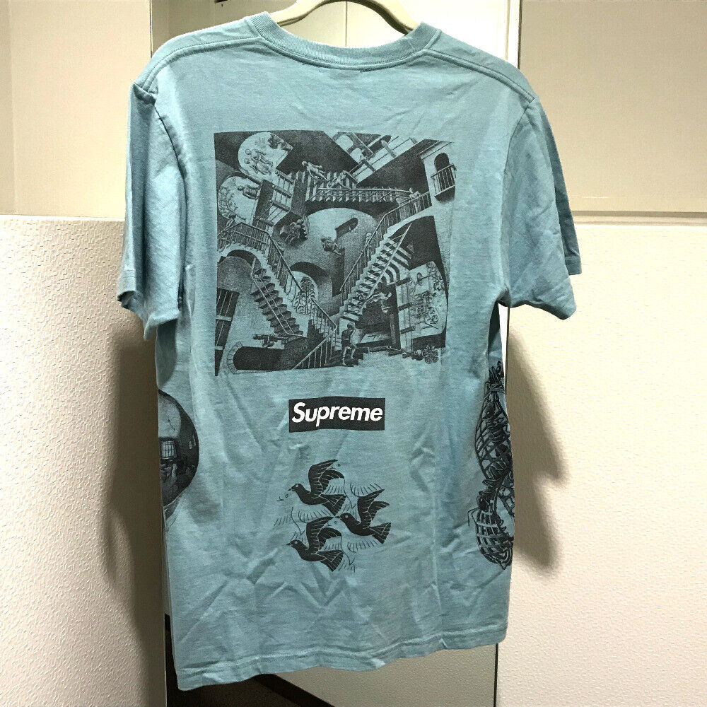 SUPREME 17SS Supreme x M.C. Escher Collage T-Shirt Blue Cotton